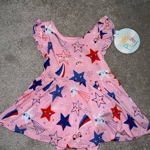 Little Sleepies Pink Stars & Stripes Twirl Dress 18/24m NWT